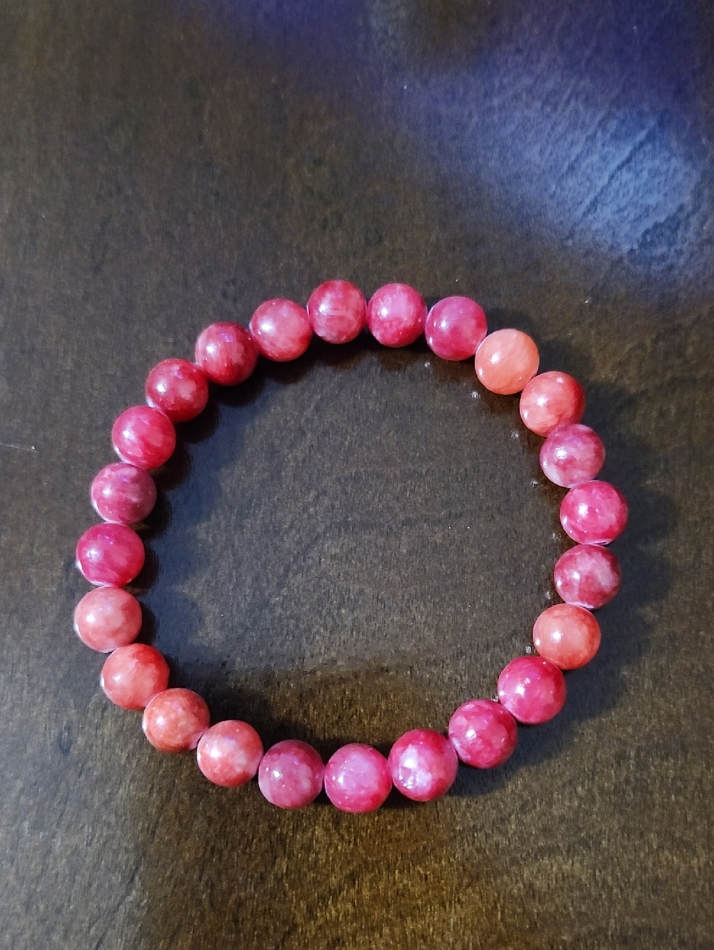Handmade Ruby Quartz (Dyed) Beaded Bracelet